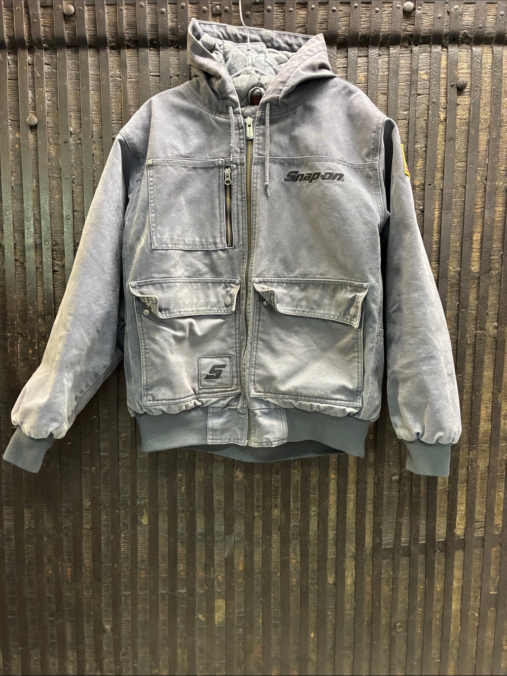 Snap-on Men's Hooded Bomber Jacket in Gray